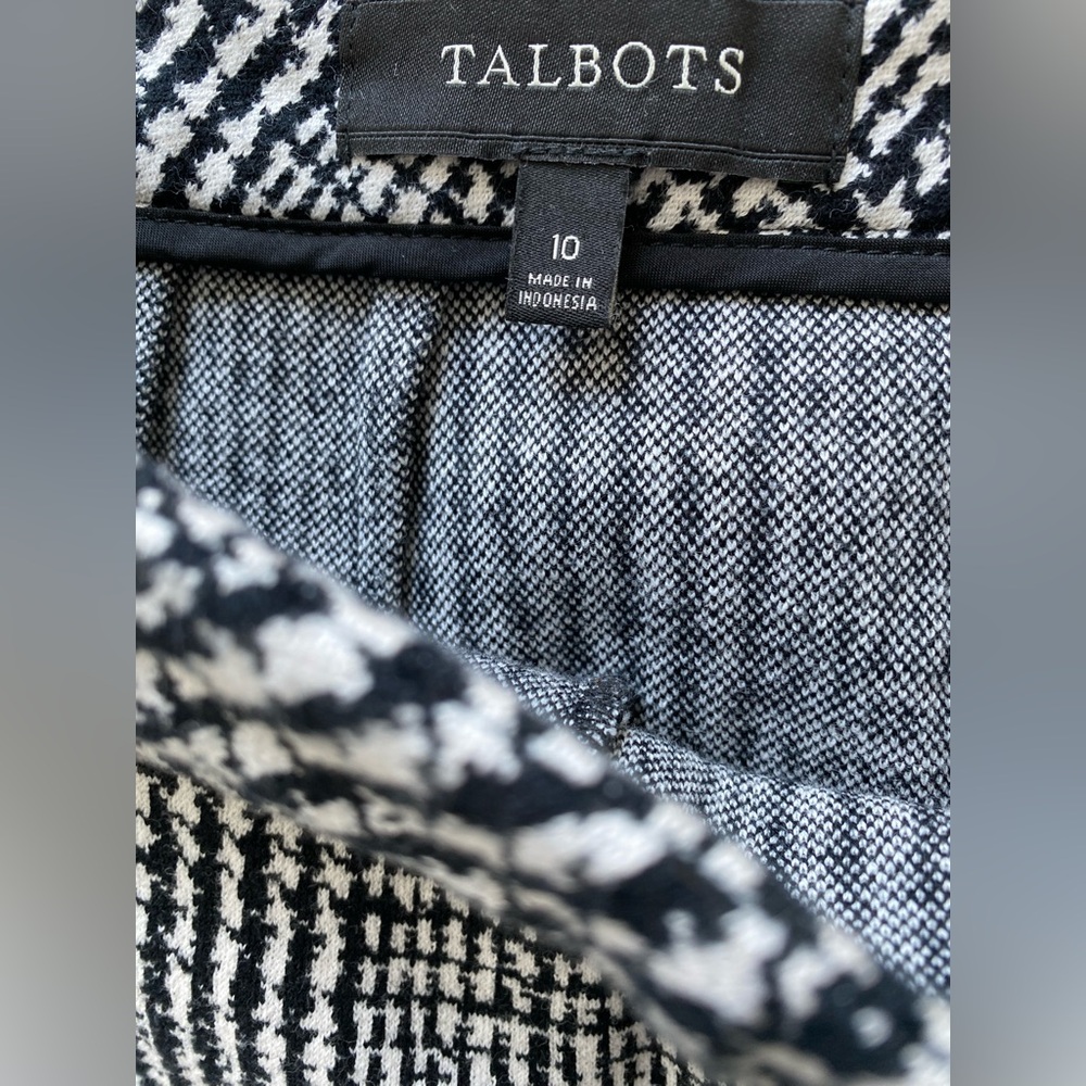 Talbots Sz 10 plaid skirt black and white EUC